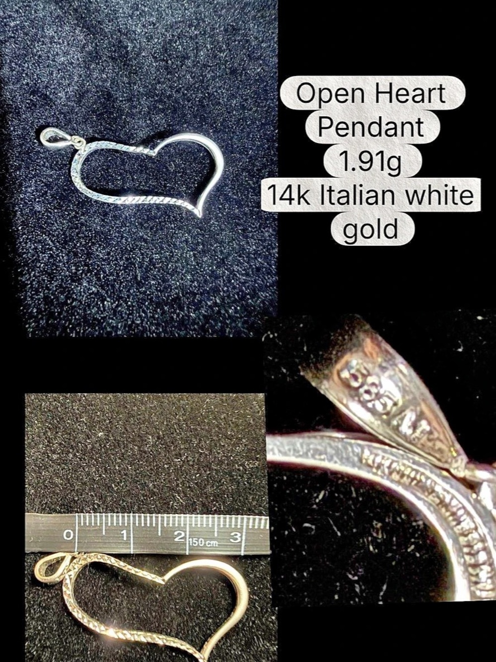 Open Heart Pendant 14K White Gold Heart Pendant